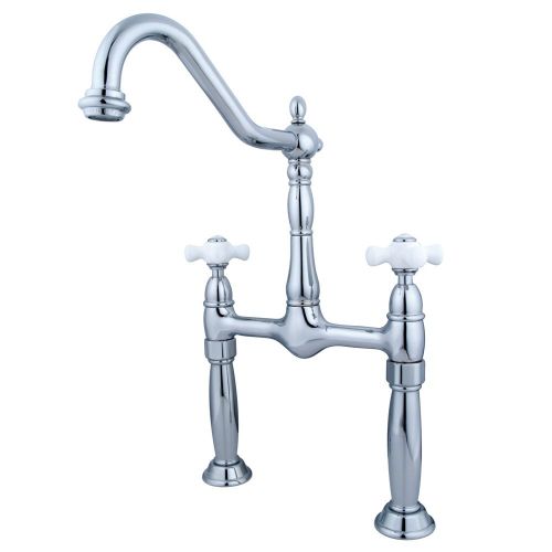  Kingston Brass KS1071PX Victorian Double Handle Widespread Vessel Sink Faucet, Polished Chrome