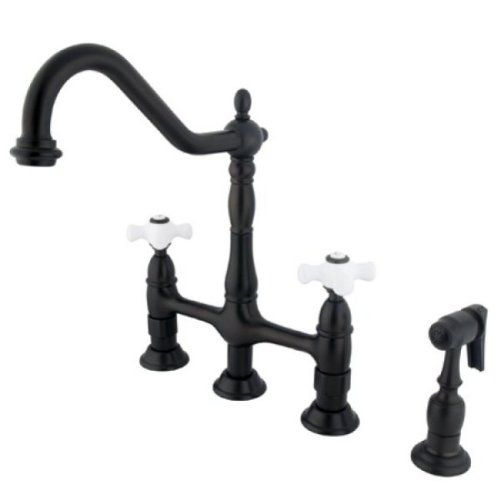  Kingston Brass KS1275PXBS Heritage Kitchen Faucet with Brass Sprayer, 8-3/4, Oil Rubbed Bronze