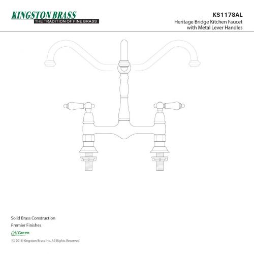  Kingston Brass KS1178AL Heritage 8-Inch Kitchen Faucet Without Sprayer, Brushed Nickel