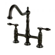Kingston Brass KS1275TAL Tudor 8 Inch Center Kitchen Faucet With ABS Sprayer, Oil Rubbed Bronze, 8-3/4 inch in Spout Reach, Oil Rubbed Bronze