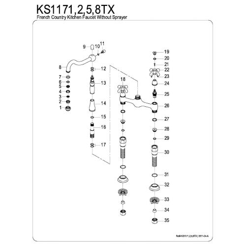  Kingston Brass KS1171TX French Country 8-Inch Centerset Kitchen Faucet without Sprayer, Polished Chrome