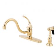 Kingston Brass KINGSTON BRASS KB3572GLBS GEORGIAN 8″ CENTERSET KITCHEN FAUCET WITH BRASS SPRAYER, POLISHED BRASS