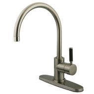 Kingston Brass Gourmetier GS8718DKLLS Kaiser 8-Inch Center Single Lever Handle Kitchen Faucet with 8-Inch Deck Plate, Satin Nickel