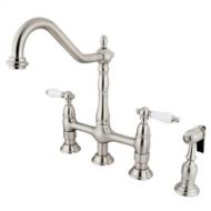 Kingston Brass KS1278PLBS Heritage 8 Kitchen Faucet with Brass Sprayer, Brushed Nickel