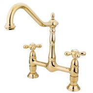 Kingston Brass KS1172AX Heritage 8 Kitchen Faucet without Sprayer, Polished Brass, 8-1/2 Spout Reach