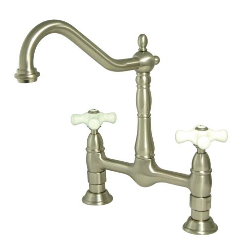  Kingston Brass KS1178PX Heritage 8-Inch Kitchen Faucet Without Sprayer, Brushed Nickel