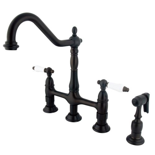  Kingston Brass KS1275PLBS Heritage Kitchen Faucet with Brass Sprayer, 8-3/4-Inch, Oil Rubbed Bronze