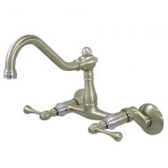 Kingston Brass KS3228BL Vintage Wall Mount Kitchen Faucet, 8-1/2-Inch, Brushed Nickel