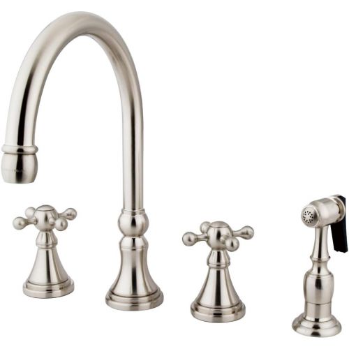  Kingston Brass KS2798KXBS Governor Deck Mount Kitchen Faucet with Brass Sprayer, 8-1/4-Inch, Brushed Nickel