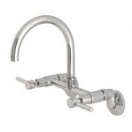 Kingston Brass KS814C Concord 8 Adjustable Center Wall Mount Kitchen Faucet 7-1/16 in Spout Reach Polished Chrome