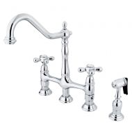 Kingston Brass KS1271AXBS Heritage Kitchen Faucet with Brass Sprayer, 8-3/4-Inch, Polished Chrome