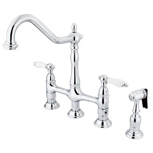  Kingston Brass KS1271PLBS Heritage Kitchen Faucet with Brass Sprayer, 8-3/4-Inch, Polished Chrome