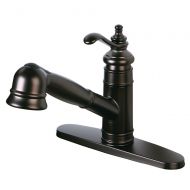 Kingston Brass Gourmetier GS7575TL Templeton Pull Out Lead Free Kitchen Faucet with Deck Plate, Oil Rubbed Bronze