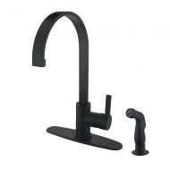 Kingston Brass LS8710CTLSP Continental 8-inch Centerset Single Handle Kitchen Faucets with Matching Side sprayer 8 Matte Black