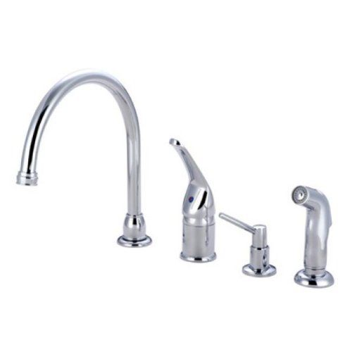  Kingston Brass KB821K1 Kitchen Faucet with Sprayer & Soap Dispener, Polished Chrome, 9 Spout Reach