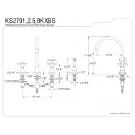 Kingston Brass KS2795KXBS 8 Deck Mount Kitchen Faucet with Brass Sprayer, Oil Rubbed Bronze, 8-1/4 Spout Reach