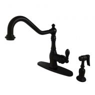 Kingston Brass GS7705ACLBS American Classic 8-Inch Centerset Single Handle Kitchen Faucet with Matching Brass Sprayer, 9-1/2-Inch in Spout Reach, Oil Rubbed Bronze