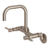 Kingston Brass KS813SN Concord 8 Adjustable Center Wall Mount Kitchen Faucet 6-11/16 in Spout Reach Brushed Nickel