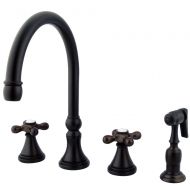 Kingston Brass KS2795AXBS Governor Deck Mount Kitchen Faucet with Brass Sprayer, 8-1/4-Inch, Oil Rubbed Bronze