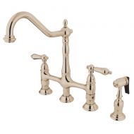 Kingston Brass KS1276ALBS Heritage Kitchen Faucet With Brass Sprayer Polished Nickel