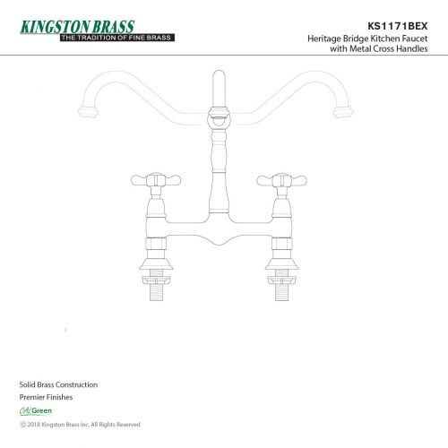  Kingston Brass KS1171BEX 8 Centerset Kitchen Faucet Less Sprayer, Polished Chrome, 8-3/4 In Spout Reach