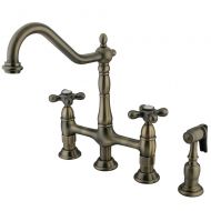 Kingston Brass KS1273AXBS Heritage Kitchen Faucet with Brass Sprayer, 8-3/4-Inch, Vintage Brass