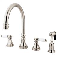 Kingston Brass KS2798PLBS Governor Deck Mount Kitchen Faucet with Brass Sprayer, 8-1/4, Brushed Nickel