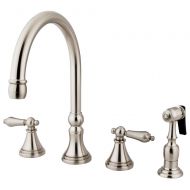 Kingston Brass KS2798ALBS Governor Deck Mount Kitchen Faucet with Brass Sprayer, 8-1/4-Inch, Brushed Nickel