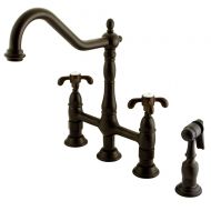 Kingston Brass KS1275TXBS French Country Kitchen Faucet with Brass Sprayer, 8-3/4-Inch