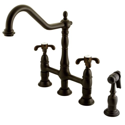  Kingston Brass KS1275TXBS French Country Kitchen Faucet with Brass Sprayer, 8-3/4-Inch