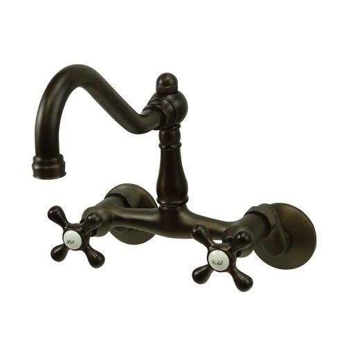  Kingston Brass KS3225AX Vintage Wall Mount Kitchen Faucet, 8-1/2, Oil Rubbed Bronze