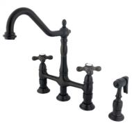 Kingston Brass KS1275AXBS Heritage 8 Kitchen Faucet with Brass Sprayer, Oil Rubbed Bronze, 8-3/4 Spout Reach