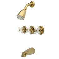 Kingston Brass KB232PX Tub and Shower Faucet with 3-Cross Handle, Polished Brass