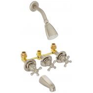 Kingston Brass KB238AX Tub and Shower Faucet with 3-Cross Handle, Satin Nickel