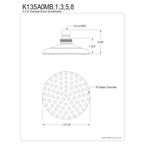  Kingston Brass K135A0MB Victorian Showerhead, Matte Black