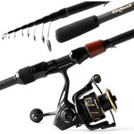 KINGSWELL Telescopic Fishing Rod and Reel Combo, Premium Graphite Carbon Collapsible Fishing Pole with Spinning Reel, Portable Travel kit for Adults Kids
