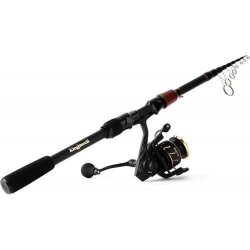  KINGSWELL Telescopic Fishing Rod and Reel Combo, Premium Graphite Carbon Collapsible Fishing Pole with Spinning Reel, Portable Travel kit for Adults Kids