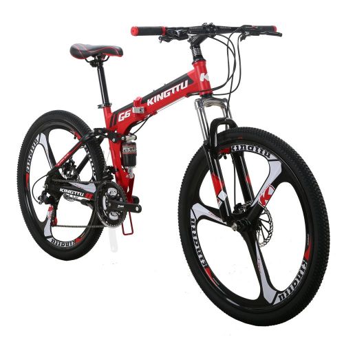  Kingttu KTG6 Mountain Bike 26 Inches 3 Spoke Wheels Dual Suspension Folding Bike 21 Speed MTB
