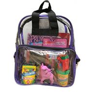 Kini Active BusyBags - Travel Activity Bag for Kids - Boys & Girls Bags - Hours of Quiet Activities - Clear Durable Backpack - Keep Kids Busy on Planes and Cars (Purple)