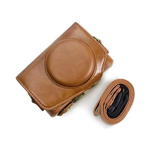  kinokoo Canon PU Leather Camera Case with Shoulder Strap for Canon PowerShot SX720 HS SX730 and SX740 HS (Brown)