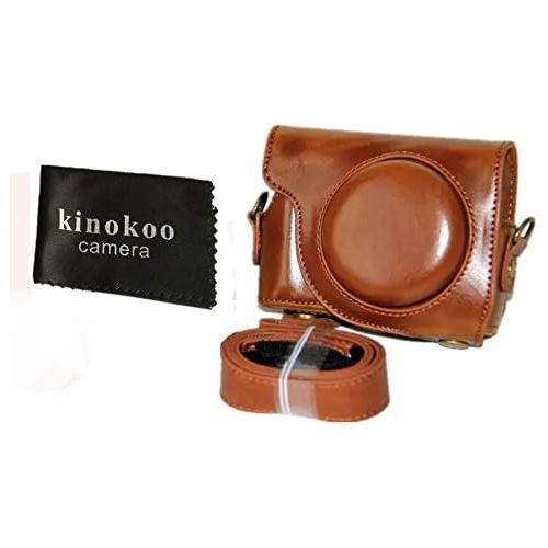  kinokoo Brown Camera Bag for Canon PowerShot G9X and G9X Mark2 with PU Leather and Complimentary Shoulder Strap Included-Brown