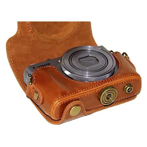  kinokoo Brown Camera Bag for Canon PowerShot G9X and G9X Mark2 with PU Leather and Complimentary Shoulder Strap Included-Brown
