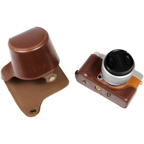  FUJI X-A7 Case, kinokoo Camera Case Compatible for FUJI X-A7 and 15-45mm Lens with Shoulder Strap, fujifilm XA7 Protective Case Bag (coffee)