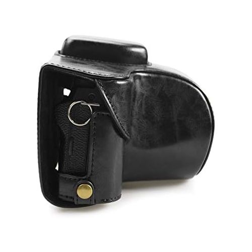  kinokoo PU Leather Cover Bag for Fuji X-T100 Camera and 15-45mm Lens, Prective Case with Shoulder Strap-Black