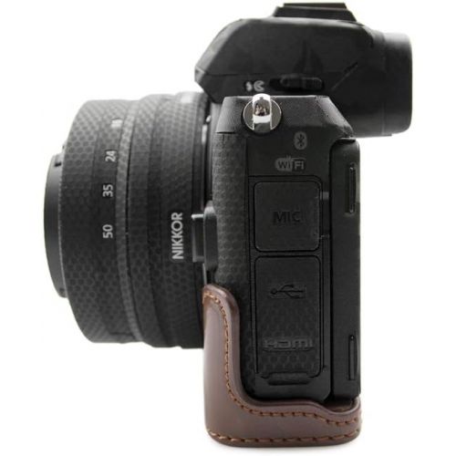  kinokoo PU Leather Case for Nikon Z50, Camera Z50 Hand Grip Case Bottom Case Half Case for Nikon Z50 (Coffee)