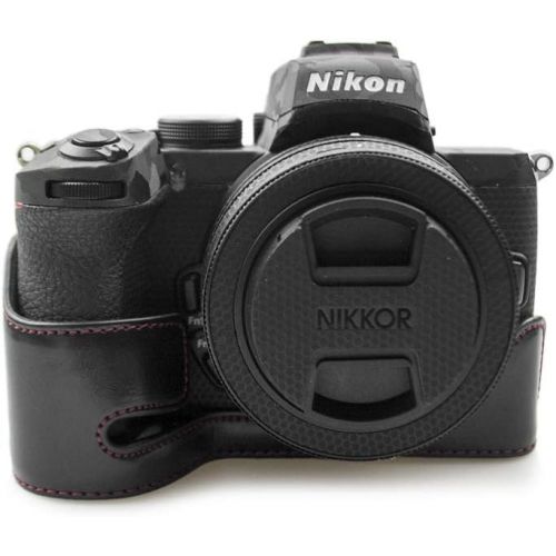  Nikon Z50 Case, kinokoo Camera Bag PU Leather Case for Nikon Z50 Camera with Z DX 16-50mm f/3.5-6.3 VR Lens, Protective Case Carring Bag for Z50 (Black)