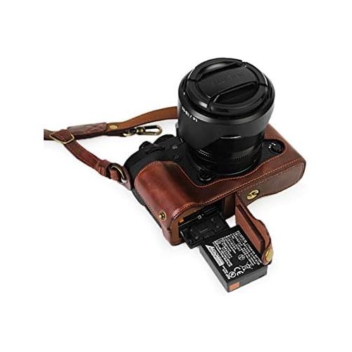  kinokoo PU Leather Case for Fuji X-T2 X-T3 and 18-135mm &10-24mm Lens, Protective Camera Bag with a Storage Bag and Should Strap (Coffee)