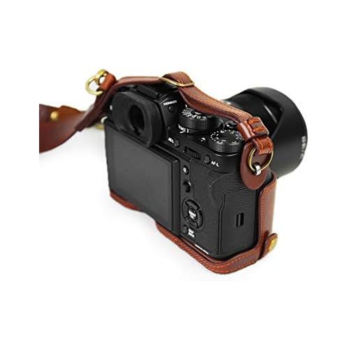  kinokoo PU Leather Case for Fuji X-T2 X-T3 and 18-135mm &10-24mm Lens, Protective Camera Bag with a Storage Bag and Should Strap (Coffee)