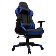 Kinsal Ergonomic High-Back Large Size Gaming Chair with Massage Function, Office Desk Chair Swivel Black PC Gaming Chair with Extra Soft Headrest, Lumbar Support and Retractible Fo