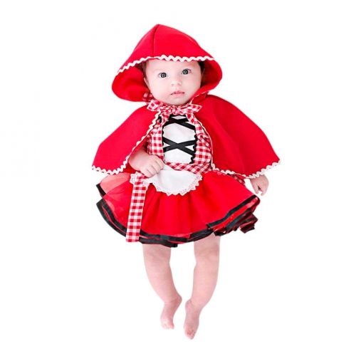  Baby Girl Costumes,Kintaz 2018 Clearence Spring Winter 2pcs Baby Girls Elegant Princess Little Red Riding Hood Costumes Dresses Cosplay with Cloak (Size:18Month)